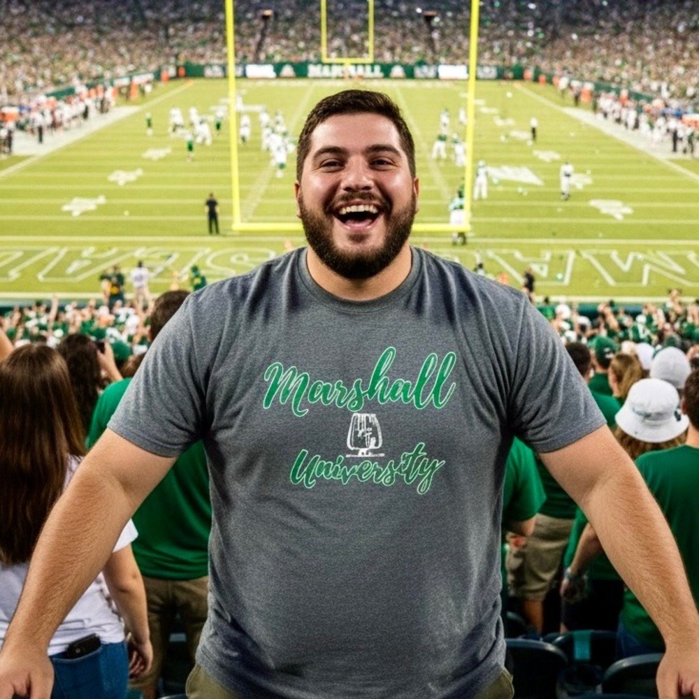 Marshall University T‎ Shirt Mens 2XL Gray Gildan Softstyle Football Memorial